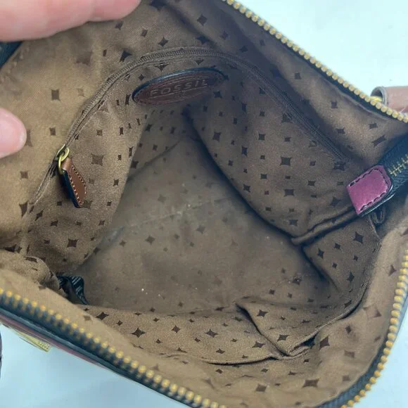 Fossil Explorer Two-Tone Leather Crossbody Bag